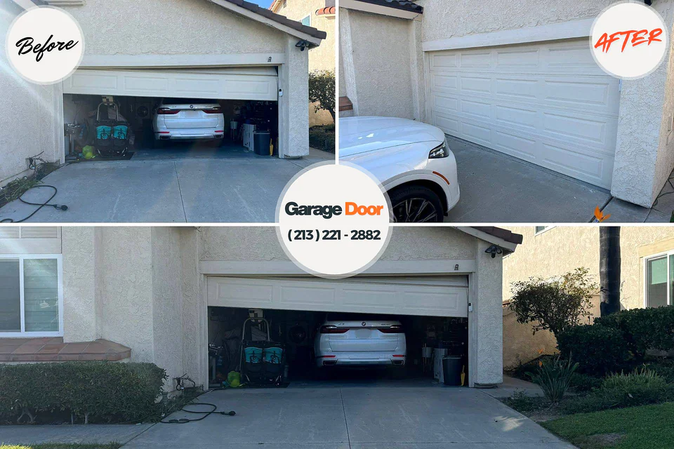 Before and after: garage door repair Vincent, AL